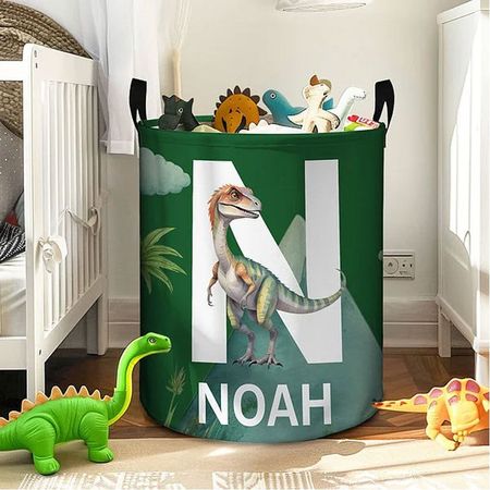 Customized Personalized Cute Dinosaur Large Waterproof Name Laundry Storage Basket